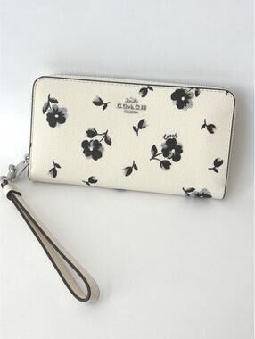 Coach long zip around wallet black floral